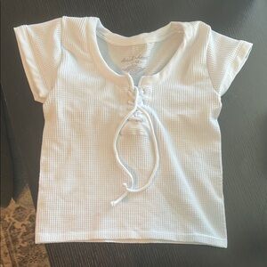 White Lace-Up Top